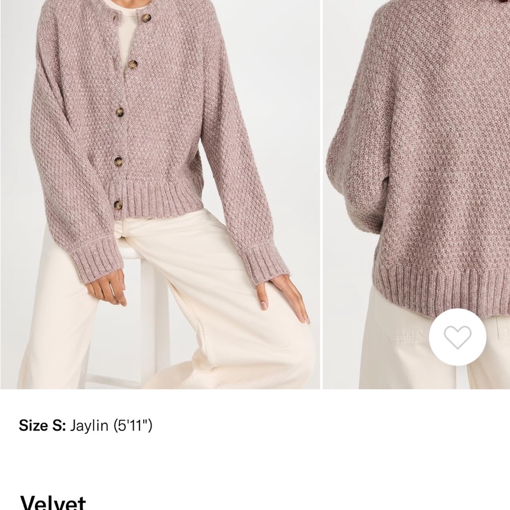 Velvet Pink Cardigan Sweater with Textured Knit